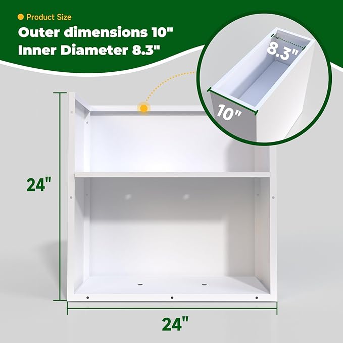 Galvanized Steel Metallic Heavy Planter for Outdoor Plants Metal Outdoor Planter Spliced Flower Box with Partitions for Outside,Indoor,Garden (White, 24 * 10 * 24)