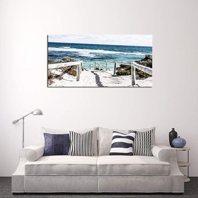 DZL Art S74250 Rottnest Island Beach Seascape Painting Sea Nature Pictures Wall Art Canvas Prints Painting Ready to Hang for Living Room Bedroom Decor Office Wall Decor Home Decoration