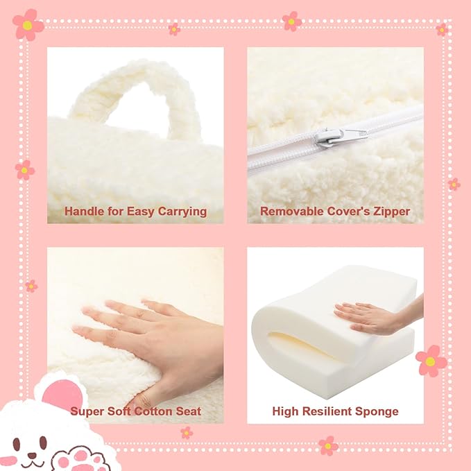 ALIMORDEN Kids Ultra-Soft Snuggle Foam Filled Chair, Toddler Cuddly Sherpa Reading Couch for Boys and Girls, Cream