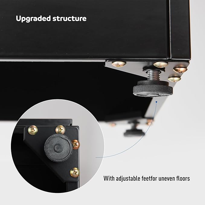 5 Tier Metal Curio Cabinets, Modern Bookshelf Cabinet with 4 Adjustable Shelves, Cabinet Display Case for Home Office, Living Room, Pantry (Black-27.5W)