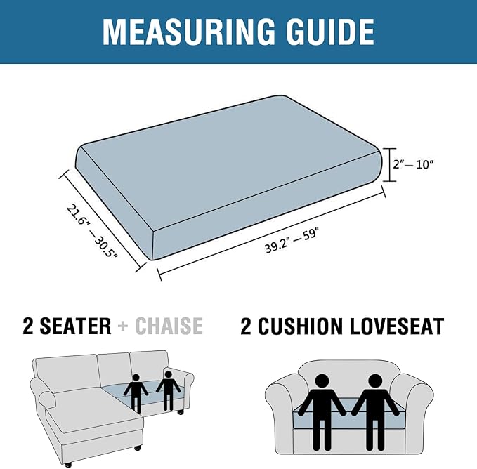 H.VERSAILTEX Super Stretch Individual Seat Cushion Covers Sofa Covers Couch Cushion Covers Slipcover Sets Thick Jacquard Textured Twill Fabric (1 Piece Loveseat Cushion Cover, Island Fossi)