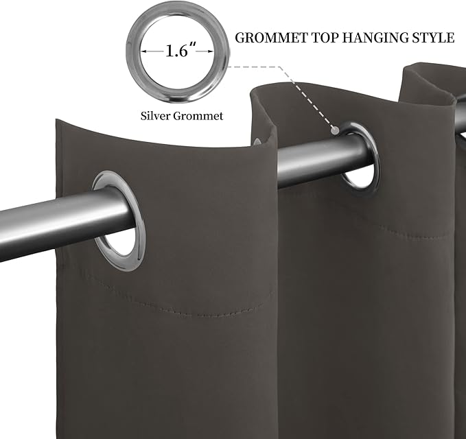 Easy-Going Blackout Curtains for Bedroom, Solid Thermal Insulated Grommet and Noise Reduction Window Drapes, Room Darkening Curtains for Living Room, 2 Panels (52x46 in,Taupe)