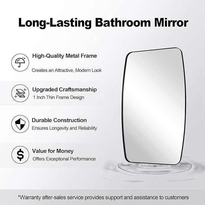 ANDY STAR Oval Mirrors for Bathroom, 30x48’’ Black Oval Mirror for Bathroom, Oblong Mirrors with Black Metal Frame Pill Shaped Mirror Wall Mounted Horizontal or Vertical
