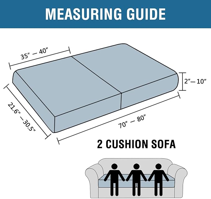 H.VERSAILTEX Super Stretch Individual Seat Sofa Covers Slipcover Sets Thick Jacquard Textured Twill Fabric (2 Piece Large Sofa Cushion Covers, Dove)