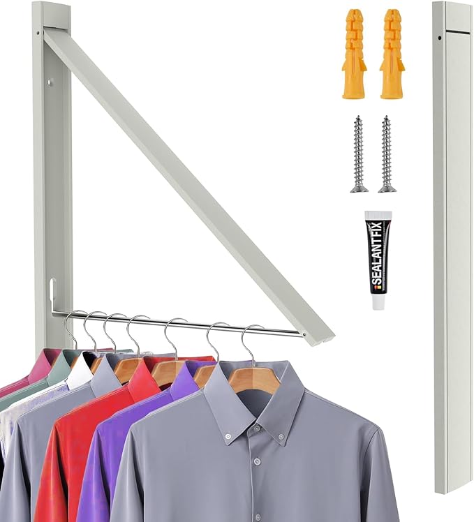 Retractable Clothes Drying Rack,Space Saver Wall Mounted Folding Hanger for Laundry Room, Closet Storage Organization, Easy Installation Aluminium Dryer 1pcs