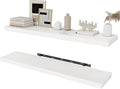White Floating Shelves Wall Shelf 40 Inch, 8 Inch Deep Floating Shelf for Wall, Farmhouse Black Wood Shelves Invisible Bracket for Living Room, Bedroom, Kitchen, 40 x 8 x 1.4 Inch, Set of 2