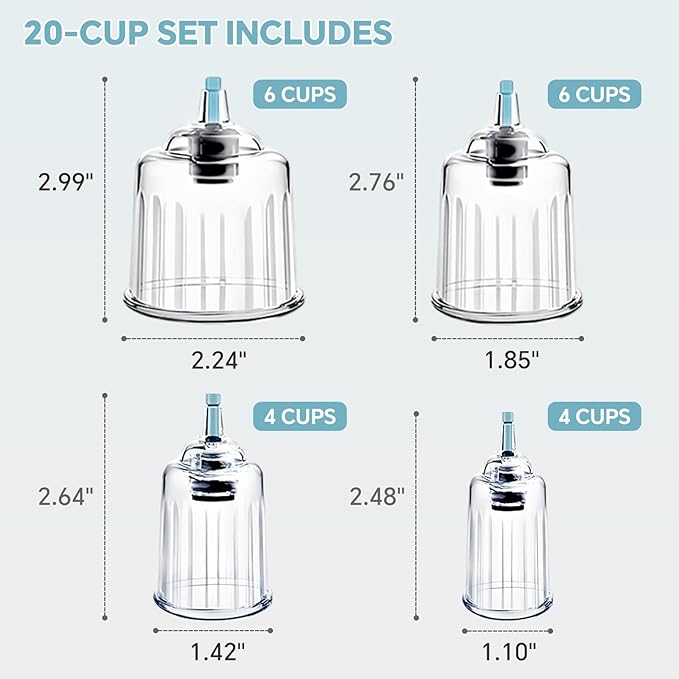Cupping Kit for Massage Therapy 20 Suction Cups for Back Muscle Body Physical Pain Relief Cupping Set with Carring Case