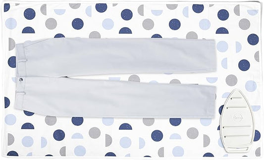 Encasa XO Ironing Mat/Pad (Large 48"x28") with 3mm Padding & Silicone Iron Rest for Steam Pressing on Tabletop or Bed - Heat Resistant, Portable, Quilting & Travel Blanket - Blue Moon