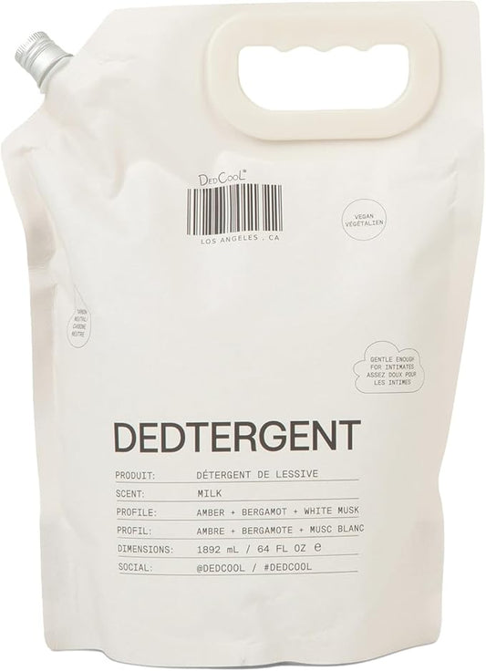 DedCool Liquid Laundry Dedtergent (Milk Refill 64 fl oz) Luxurious Fragrance, Scented, Removes Stains, Ideal for 60 Washes, Infused with Essential Oils, Vegan, Non-Toxic, Cruelty & Dye Free