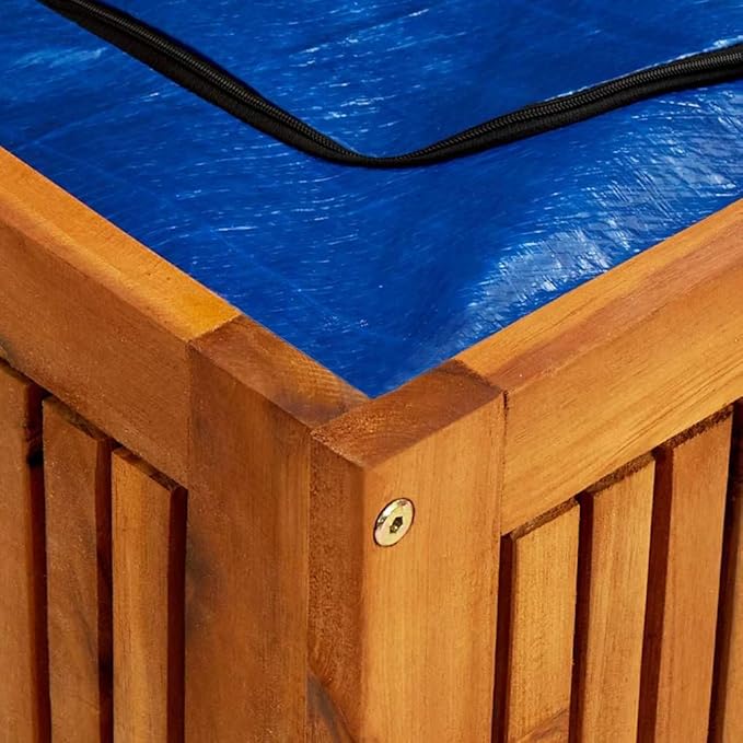 vidaXL Outdoor Storage Box, Deck Box with Gas-Lift Lid, Storage Chest with Water-Resistant Zippered Bag Inside, 78.7''x19.7''x22.8'', Solid Acacia Wood