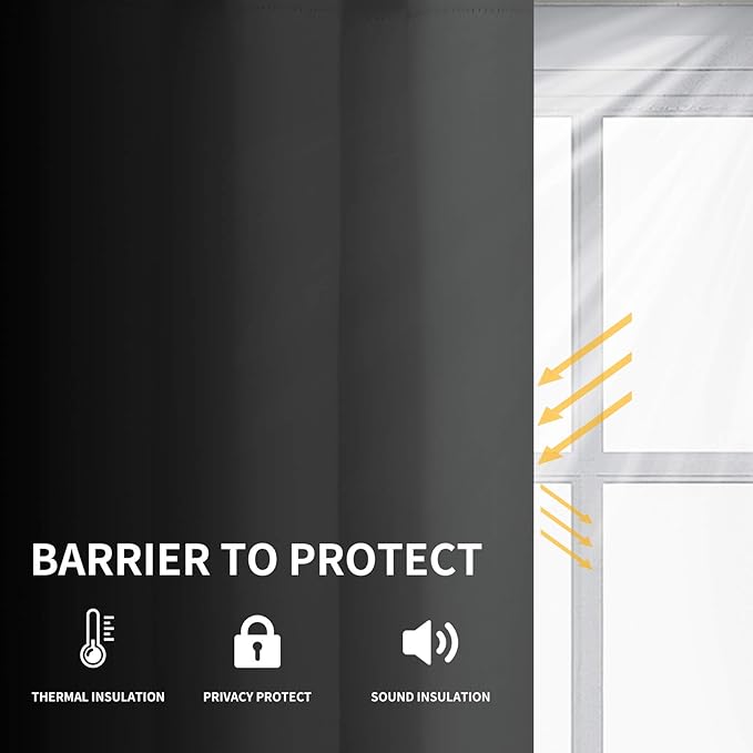 Easy-Going Blackout Curtains for Bedroom, Solid Thermal Insulated Grommet and Noise Reduction Window Drapes, Room Darkening Curtains for Living Room, 2 Panels (52x46 in,Gray)