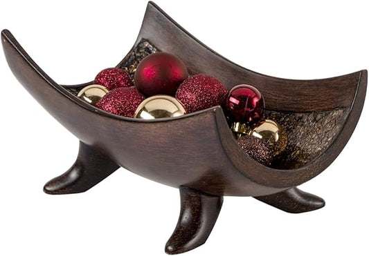 Creative Scents Schonwerk Brown Decorative Bowl for Home Decor - Dining Room Centerpiece - Coffee Table Decor for Living Room - 10" Resin Bowl - House Decor Decorations or Key Bowl for Entryway