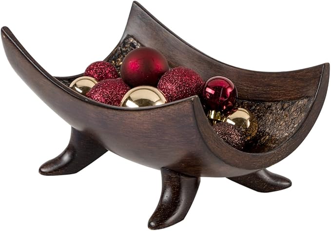 Creative Scents Schonwerk Brown Decorative Bowl for Home Decor - Dining Room Centerpiece - Coffee Table Decor for Living Room - 10" Resin Bowl - House Decor Decorations or Key Bowl for Entryway