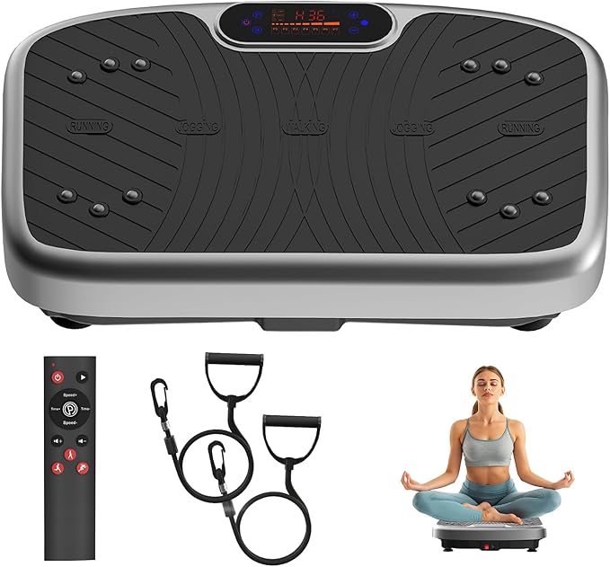 Vibration Plate Exercise Machine, Vibration Plate Platform for Lymphatic Drainage, 200 Adjustable Speeds Power Shaping Vibrating Plate Helps Weight Loss, Shaping, Max Weight 450 Lbs