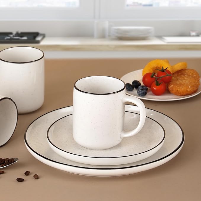 Ceramic Coffee Mug 12 oz Porcelain Coffee Mugs Set of 6 - Ceramic Coffee Cups with Handle and Speckled Patterns for Latte, Tea, Cocoa, Milk, Cappuccino, Microwave & Dishwasher Safe