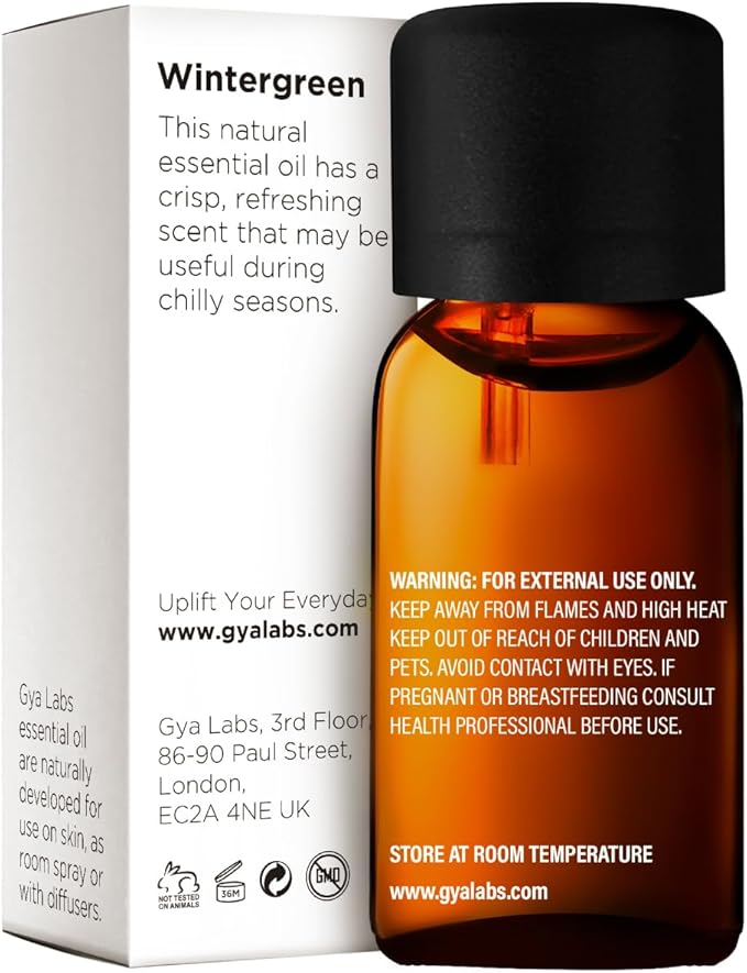 Gya Labs Wintergreen Essential Oil for Diffuser - 0.34 Fl Oz - 100% Pure Natural Wintergreen Oil for Skin, Hair, Massage & Candle Making Scent