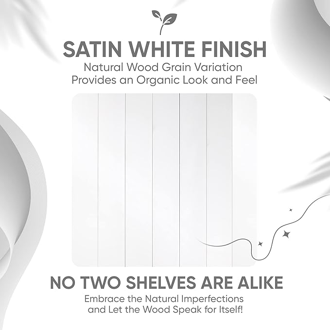 Homeforia White Floating Shelves 16 inch, High End Solid Real Wood 16inch Bathroom Floating Shelf for Wall Mounted, White Wooden 16 Floating Shelves, Heavy Duty Bracket, 16 X 6.5 X 1.75 inch, Set of 2