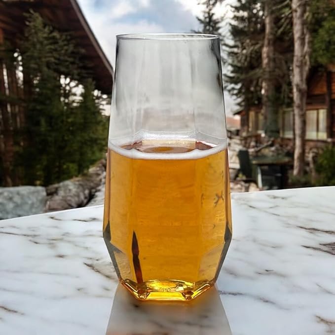 48 Pack Diamond Unbreakable Stemless Plastic Wine Stemless Toasting coacktail Glasses, Durable 9 Oz BPA-Free Disposable Champagne Flutes for Weddings, Bars, Events, and Celebrations (Clear)