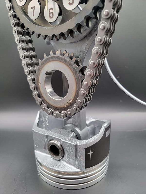 Chevrolet Small Block V8 Rotating Gear Clock – Stainless Steel Timing Chain Desk Clock by Clock9Nine, Chevy Truck Garage Decor, Muscle Car Gift, Hot Rod Man Cave Collectible, Car Show Trophy