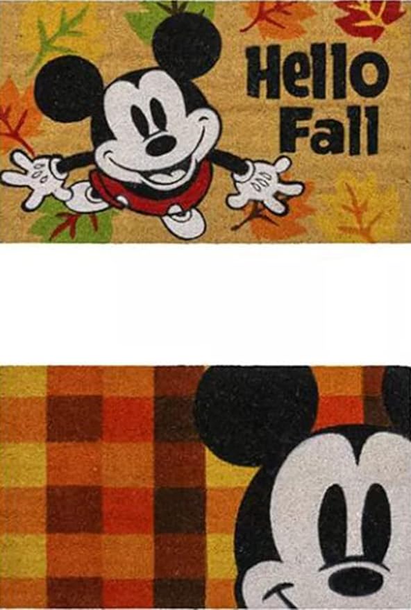 Gertmenian Disney Mouse Doormat Rug Front Door Coir Mat Welcome Home Indoor Outdoor Entryway Carpet, 2-Pack 20x34, Retro Mickey Hello Fall/Plaid