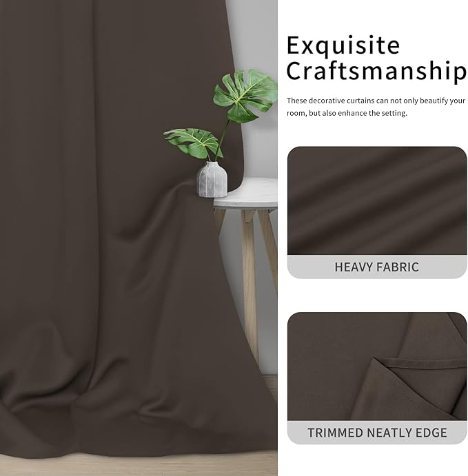Easy-Going Blackout Curtains for Bedroom, Solid Thermal Insulated Grommet and Noise Reduction Window Drapes, Room Darkening Curtains for Living Room, 2 Panels(46x84 in, Taupe)