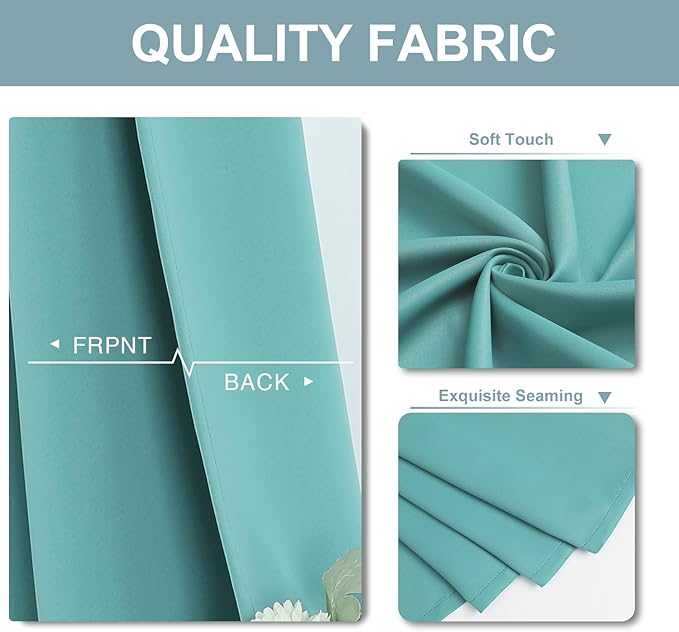 ChrisDowa Blackout Curtains 63 inches Long for Bedroom - 2 Panels Set Grommet Thermal Insulated Room Darkening Curtains for Living Room (Aqua, 52 x 63 Inch)