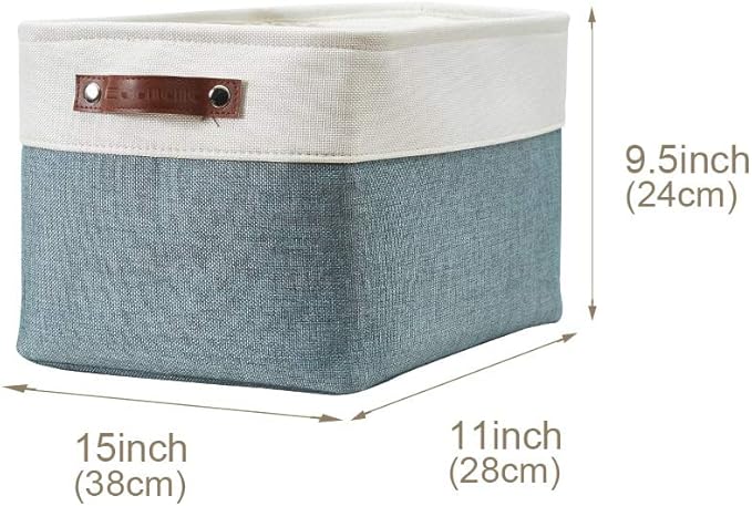 DECOMOMO Storage Bins Fabric Storage Baskets for Shelves, Linen Closet Organization Toys Nursery (Green and White, Large - 4 Pack)