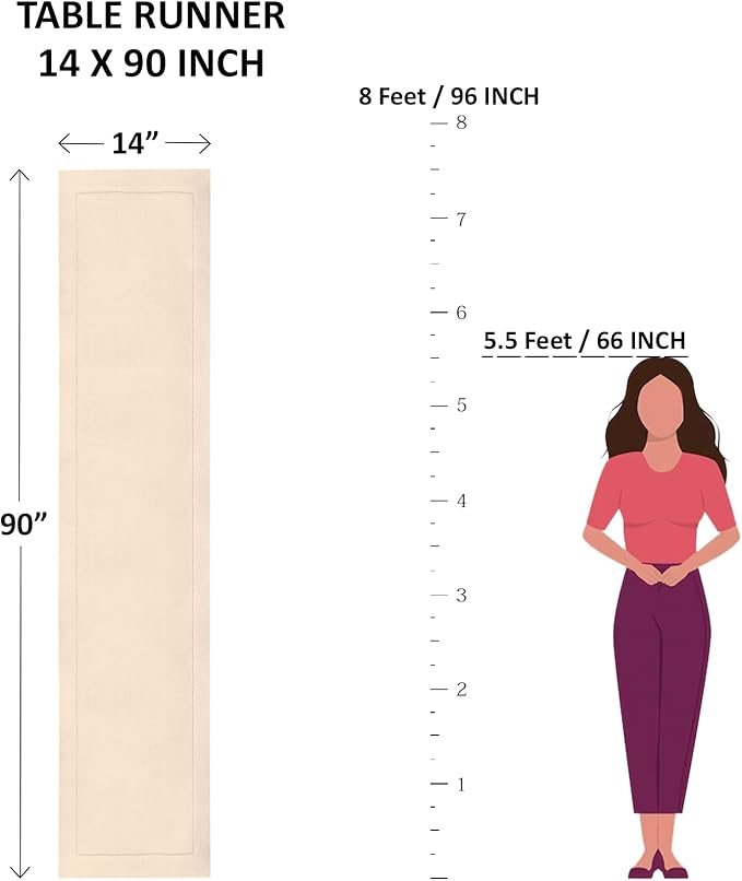 Solino Home Linen Ivory Table Runner 90 Inches Long - 100% Pure Linen 14 x 90 Inch Table Runner for Dining, Fall, Autumn, Thanksgiving - Fete