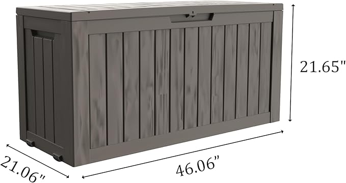 75 Gallon Double-Wall Resin Deck Box - Lockable Waterproof Outdoor Storage Box, 515lbs Capacity & Doubles as Seating for Patio Furniture - Garden Tools, Pool Accessories (Brown)