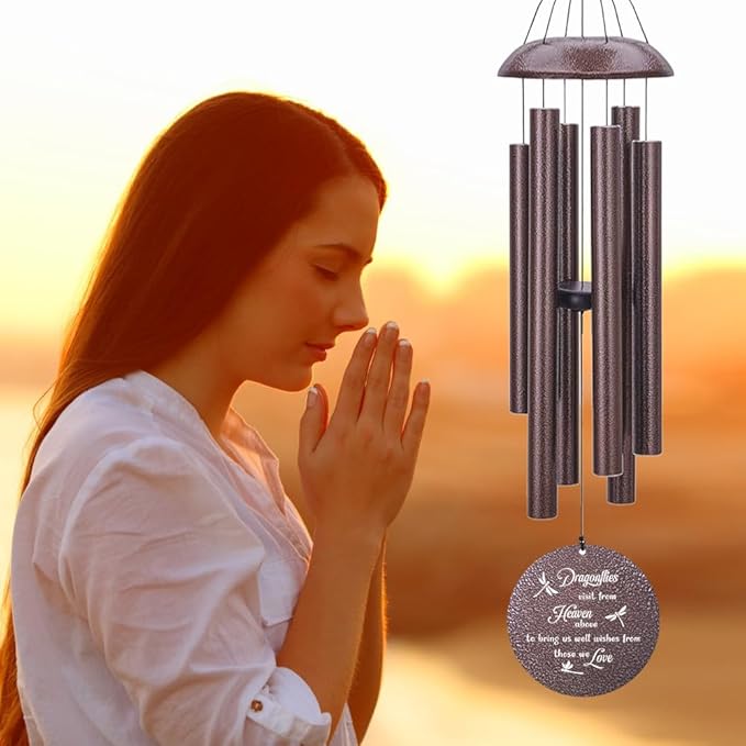 Memorial Wind Chimes Sympathy Gifts, Customized Dragonfly Wind Chime, 36-inch Commemorative Wind Chimes to Commemorate The Loss of Loved Ones, Condolence Gifts
