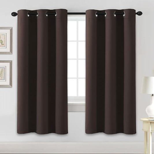 H.VERSAILTEX Blackout Curtains for Bedroom Thermal Insulated Room Darkening Living Room Curtains 72 Inch Long Grommet Privacy Protection Window Curtain Panels/Drapes, 2 Panels, Chocolate Brown