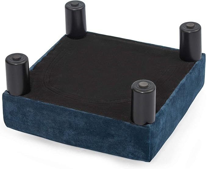 Joveco Small Foot Rest Stool Ottoman, 15" Fabric Square Short Low Footstool Upholstered Footrest for Chair, Under Office Desk, Living Room, Navy Blue