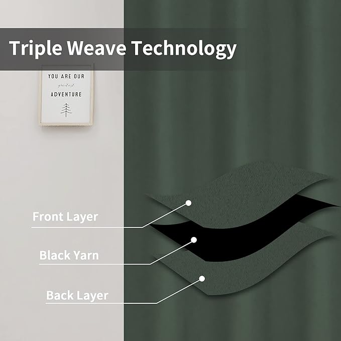 Easy-Going Blackout Curtains for Bedroom, Solid Thermal Insulated Grommet and Noise Reduction Window Drapes, Room Darkening Curtains for Living Room, 2 Panels(42x72 in, Greyish Green)
