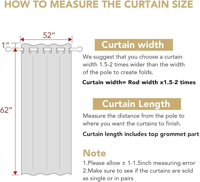 H.VERSAILTEX Blackout Window Curtain Panels Thermal Insulated Room Darkening Solid Grommet Curtains/Drapes for Bedroom Privacy Protection (Set of 2 Panels,52 by 63 Inch Long, Rust)