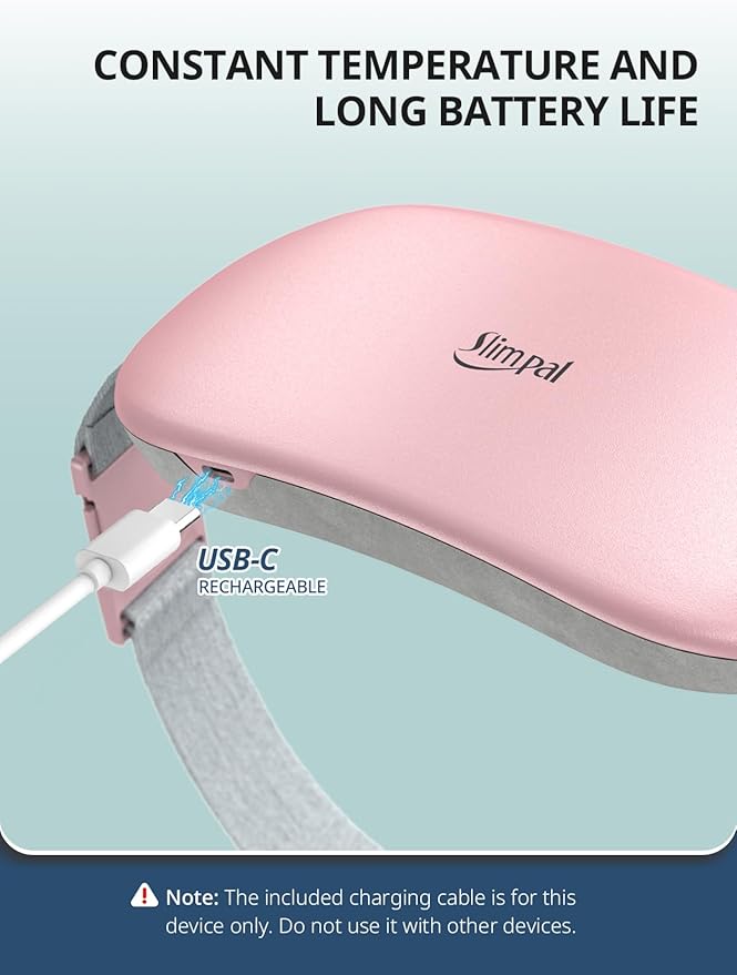 Slimpal Heating Pad for Period Cramps and Back Pain, FSA HSA Eligible, Plus-Sized Electric Heat Pad Portable Menstrual Heat Belt Pain Relief, 3 Timer Auto Off, Gifts for Her Women Girl Wife, Pink