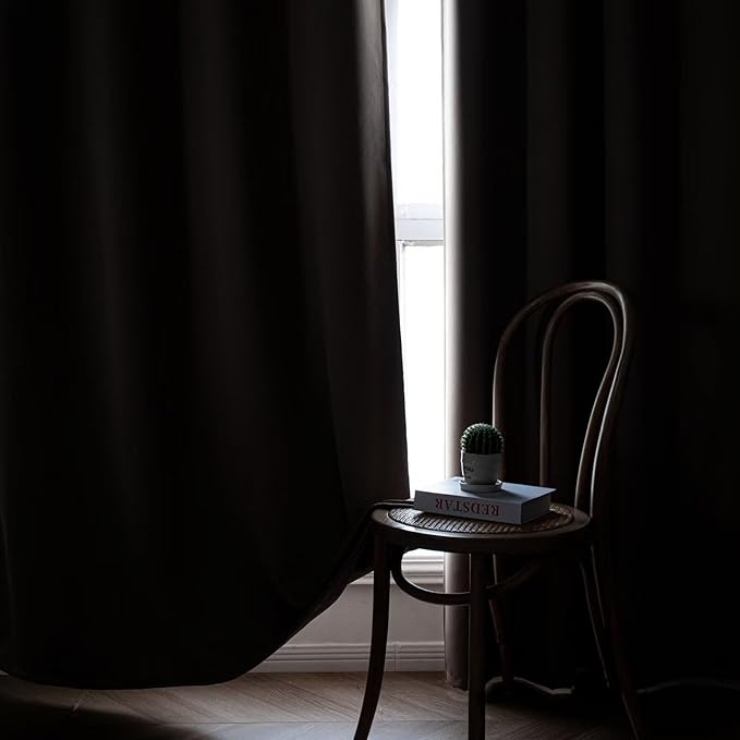 Blackout Curtains Custom Size for Bedroom 1 Panel, Thermal Insulated Blackout Curtains, Solid Grommet Privacy Room Darkening Drapes for Living Room Window (Customsize, Khaki)