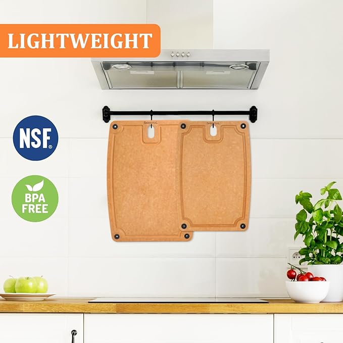 cutting boards for kitchen dishwasher - 2PC cutting board set double-sided with Non-Slip Feet and Juice Groove Composite chopping board for kitchen knife Friendly Cut Meat, Fruit,Vegetable