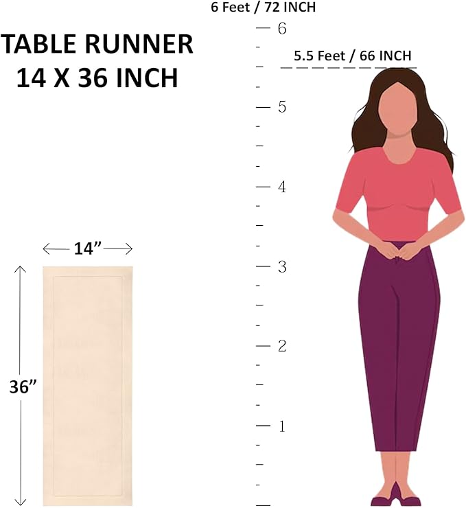 Solino Home Linen Birch Table Runner 36 Inches - 100% Pure Linen Short Table Runner 14 x 36 Inch Ideal for Dresser and Coffee Tables - Fall, Autumn, Thanksgiving - Fete