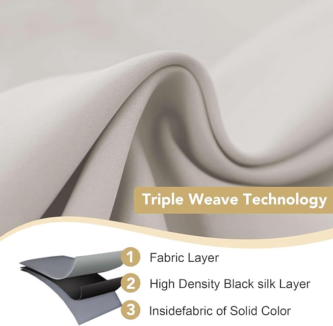 H.VERSAILTEX Premium Blackout Thermal Insulated Room Darkening Curtains for Bedroom/Living Room - Classic Grommet Top (2 Panels, Stone, 52 Inch by 72 Inch)