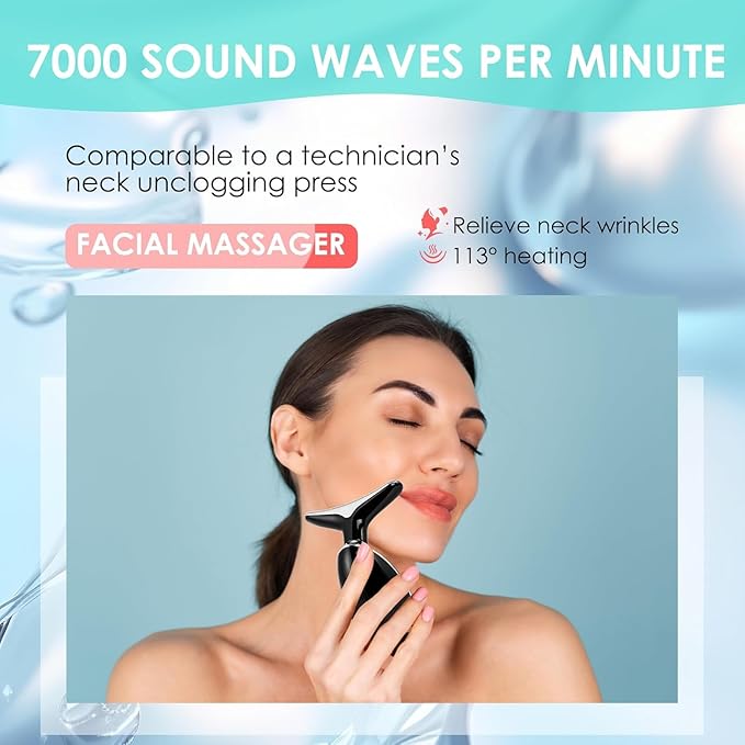 Facial Massager Red-Light-Therapy-for-Face and Neck, Face 𝖲 culpting Wand with 7 Color (Bright Black)