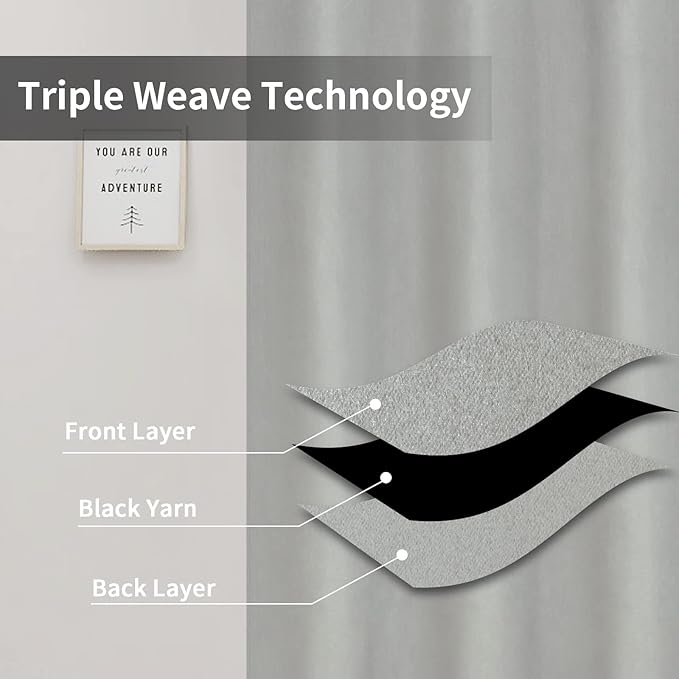 Easy-Going Blackout Curtains for Bedroom, Solid Thermal Insulated Grommet and Noise Reduction Window Drapes, Room Darkening Curtains for Living Room, 2 Panels (34x45 in, Greyish White)