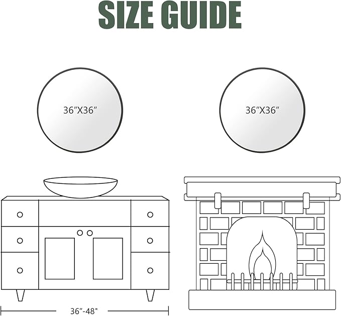 BEAUTYPEAK Circle Mirror Black 36 Inch Wall Mounted Round Mirror with Brushed Metal Frame for Bathroom, Vanity, Living Room, Bedroom, Entryway Wall Decor (Black, 36 Inches)