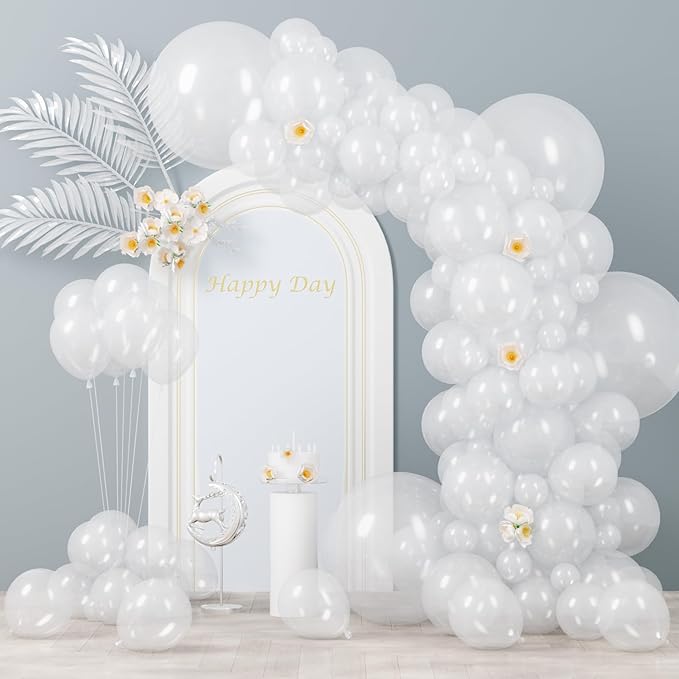 130pcs Clear Balloons Different Sizes 18" 12" 10" 5" Transparent Latex Balloon Garland Arch Kit for Birthday Baby Shower Graduation Wedding Gender Reveal Anniversary Party Decorations