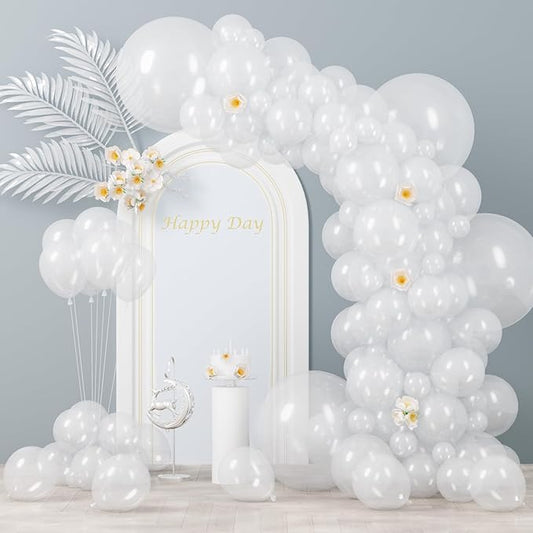 130pcs Clear Balloons Different Sizes 18" 12" 10" 5" Transparent Latex Balloon Garland Arch Kit for Birthday Baby Shower Graduation Wedding Gender Reveal Anniversary Party Decorations