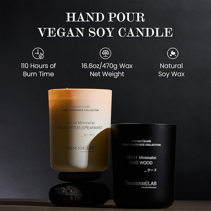 M&SENSE Natural Soy Candle| Sparkling Fruit Drops | 16.6 oz, 95H Burn | Minimalist Scented Candle for Relaxation, Gifting, Home Décor | for Bedroom, Office, Party Large