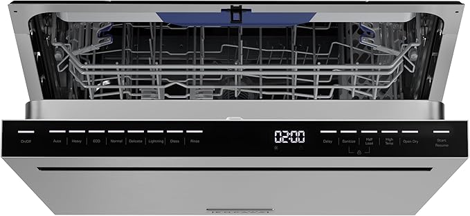 Empava 24 Inch Built-in Dishwasher, Stainless Steel Tub 15 Place Settings, 8 Wash Cycles, Top Control, Auto Door Dry, 49 dB Ultra Quiet, Energy Star & UL Certified