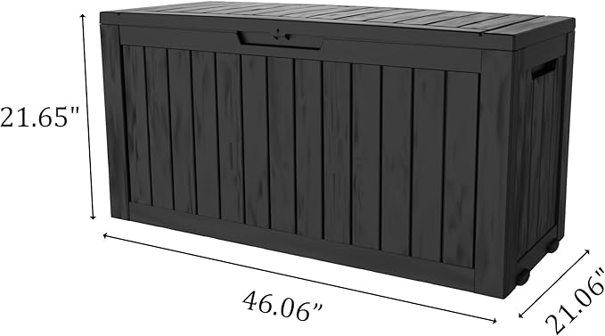 75 Gallon Double-Wall Resin Deck Box - Lockable Waterproof Outdoor Storage Box, 515lbs Capacity & Doubles as Seating for Patio Furniture - Garden Tools, Pool Accessories (Black)