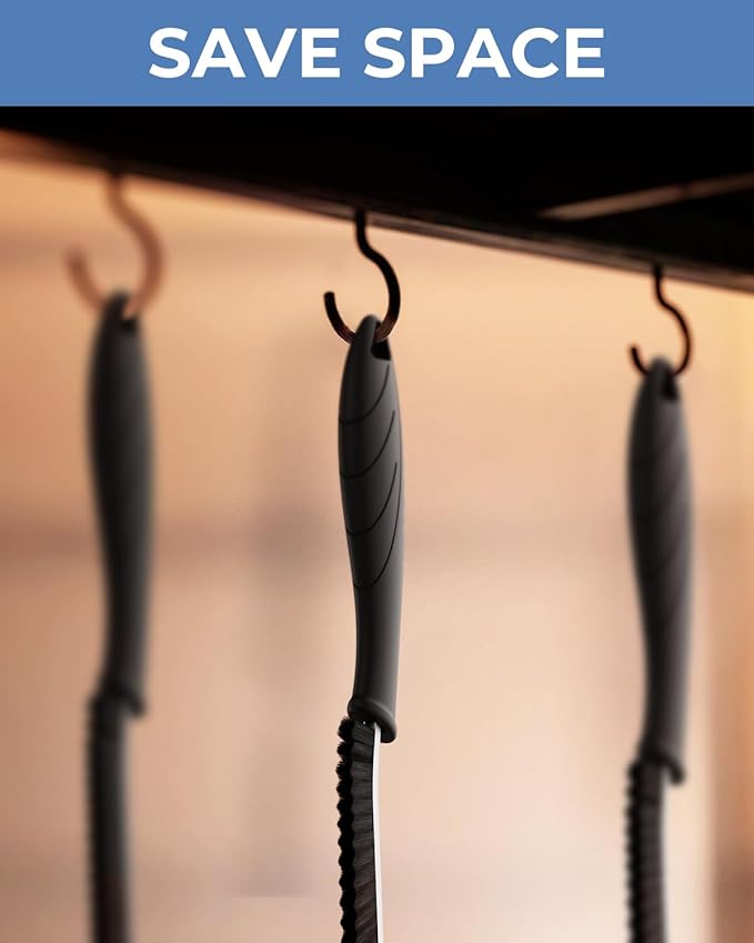 Crevice Cleaning Brushes, Cleaner Scrub Brush Tool for Hard to Reach Tight Space, Home Essentials, Serrated Scrub Brushes, Cleaning Supplies for Shower, Bathroom, Kitchen, Toilet (6, Black)