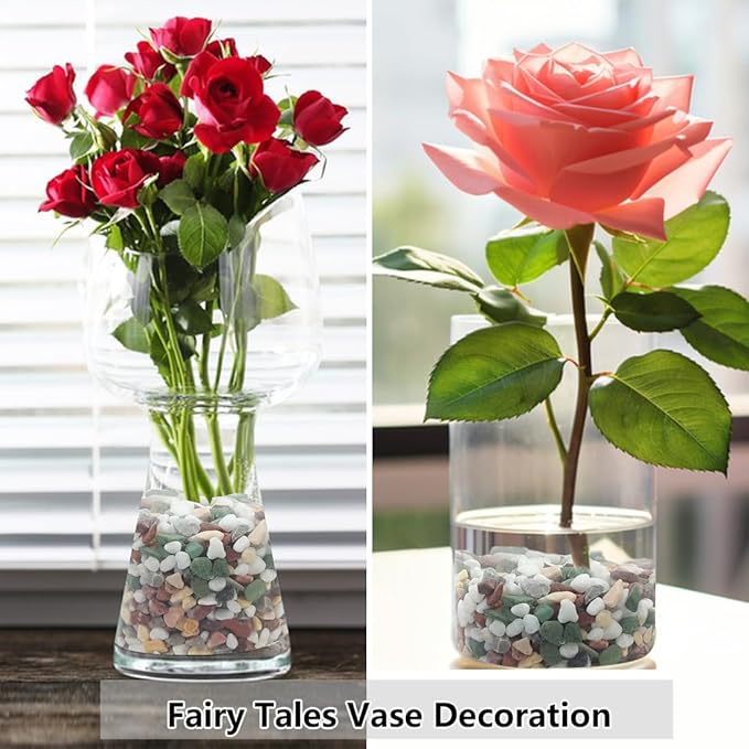 2LB Succulent and Cactus Gravel Pebbles, 1/5 Inch Natural Decorative Polished Stones, River Rocks for Vases Gardening Indoor and Outdoor Decorative Rocks, Colorful