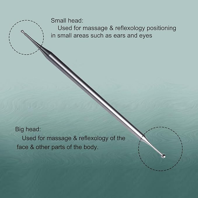 BYYDDIY 6.3inch Stainless Steel Dual Head Facial Reflexology Tools,Ear Massage Tool,Body Point Probe Pen &Trigger Point Massager Tool for Deep Tissue (6.3inch)